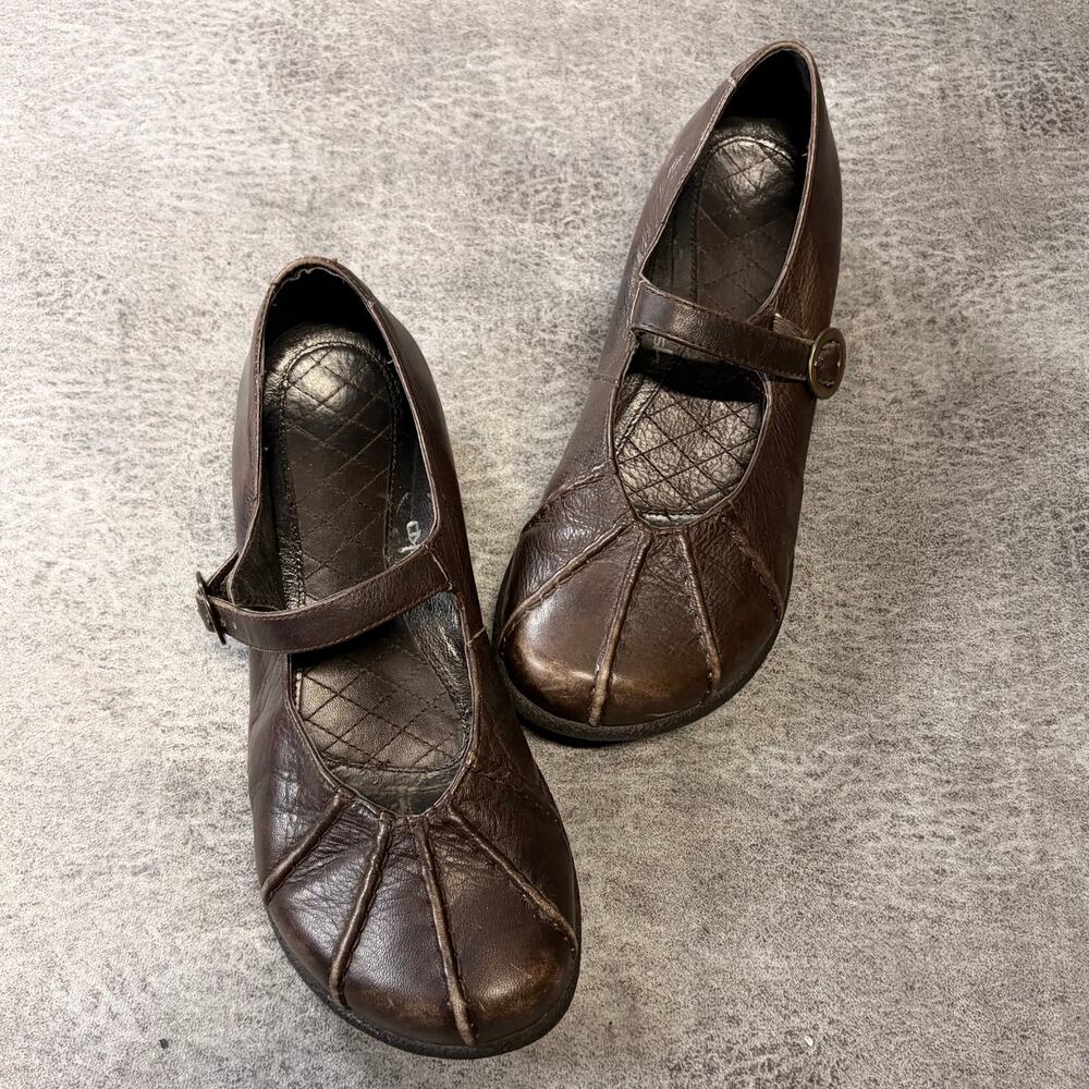Brown Leather Vintage Stitched Mary Janes
